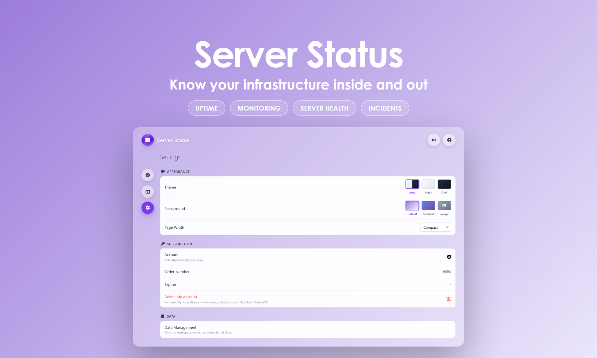 Server Status - Settings