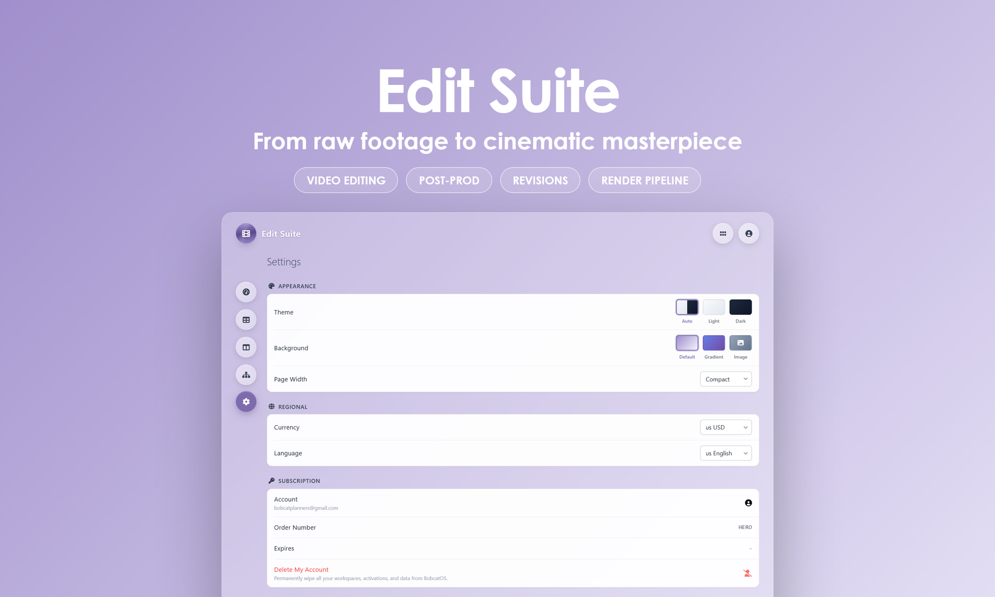 Edit Suite - Settings