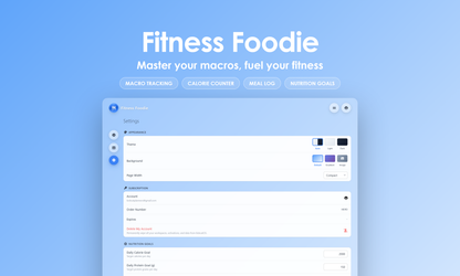 Fitness Foodie - Settings