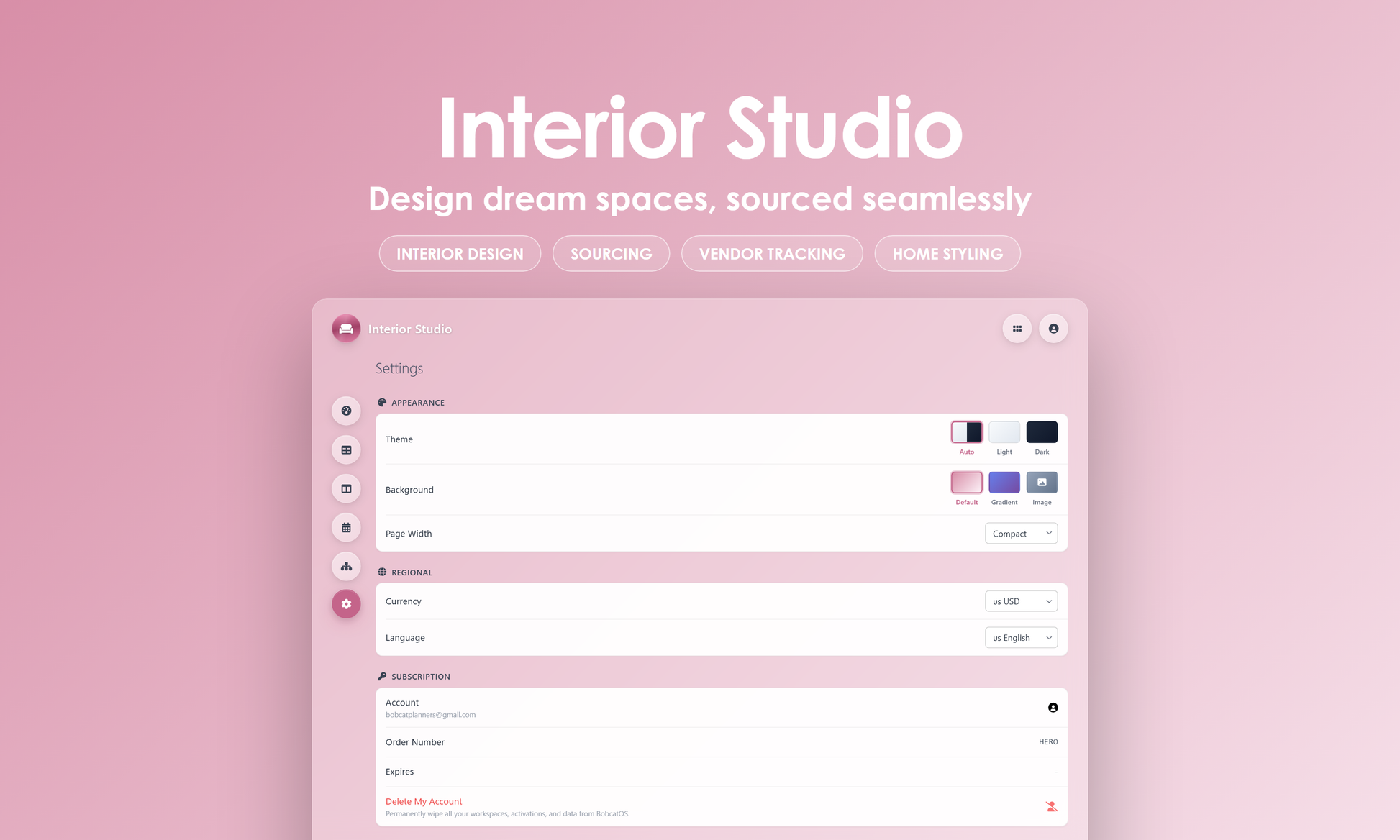 Interior Studio - Settings