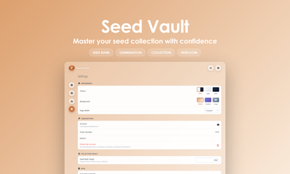 Seed Vault - Settings