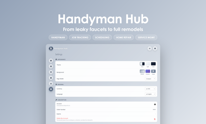 Handyman Hub - Settings
