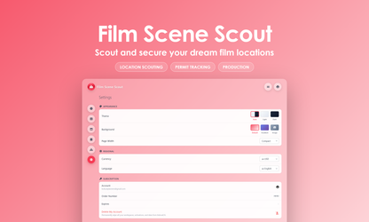 Film Scene Scout - Settings