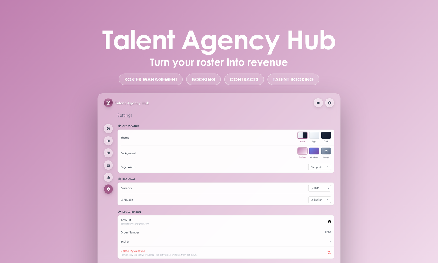Talent Agency Hub - Settings
