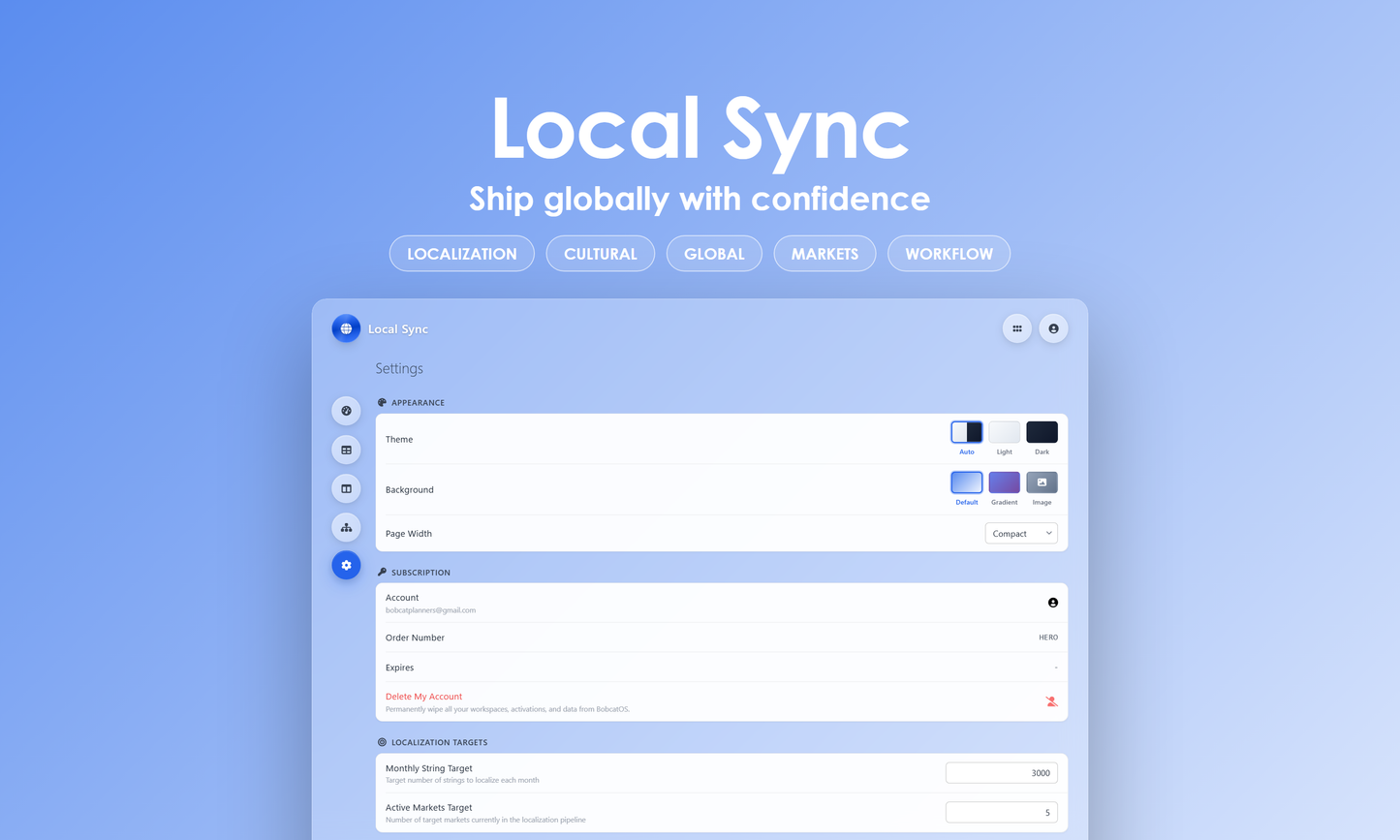 Local Sync - Settings