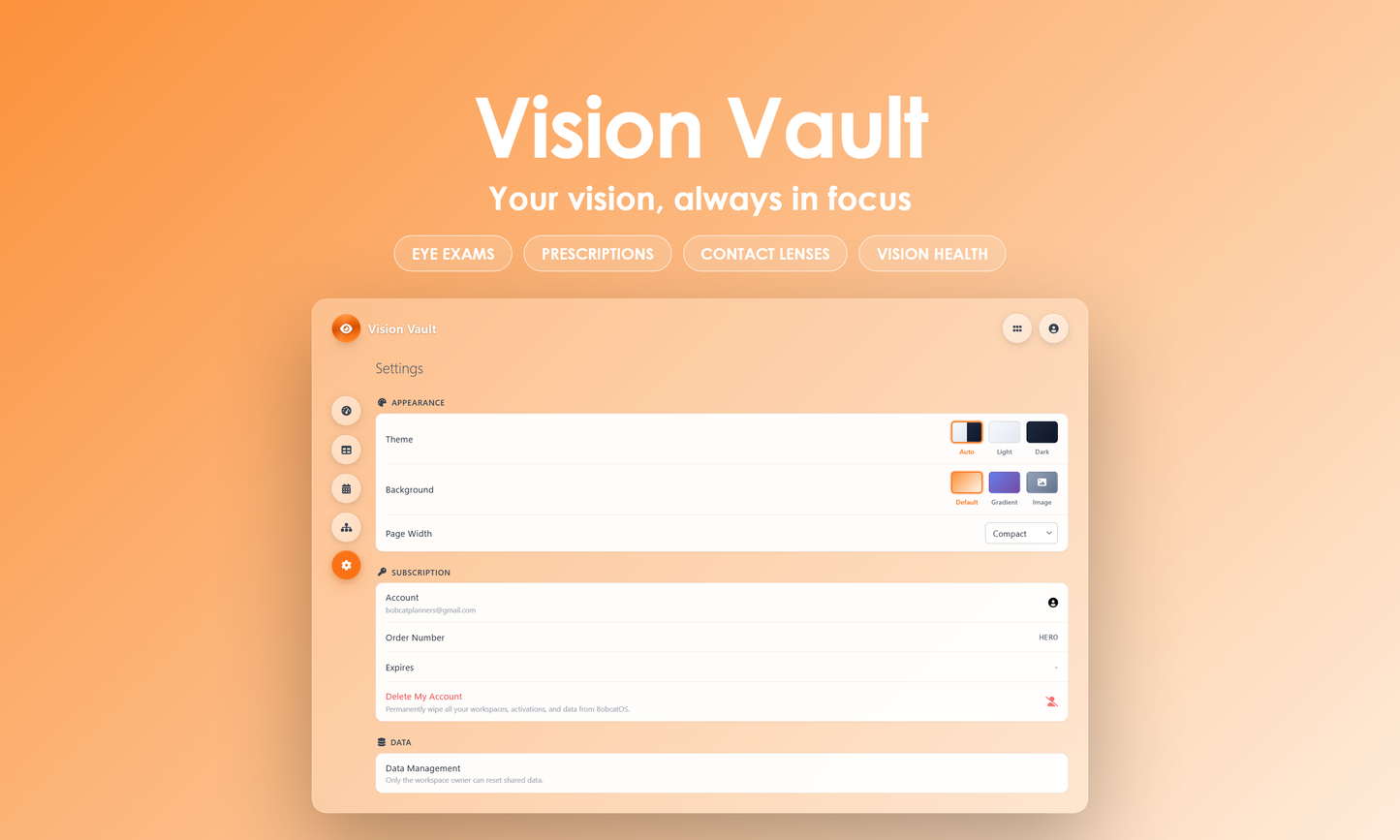 Vision Vault - Settings