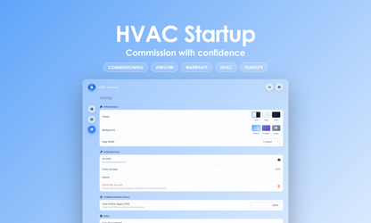 HVAC Startup - Settings