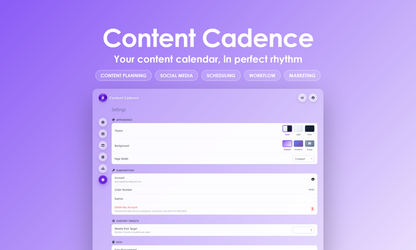 Content Cadence - settings