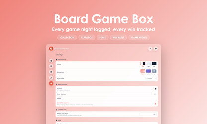 Board Game Box - Settings