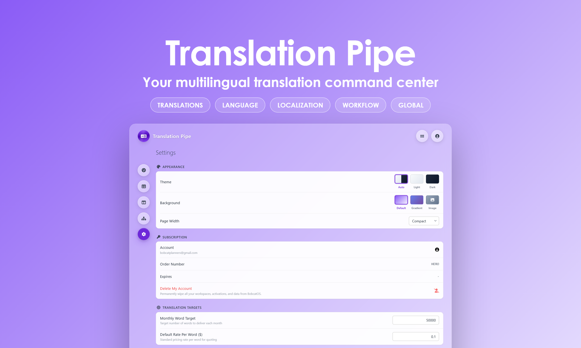 Translation Pipe - Settings