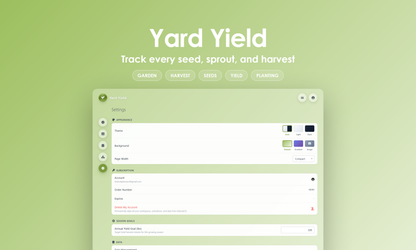 Yard Yield - Settings