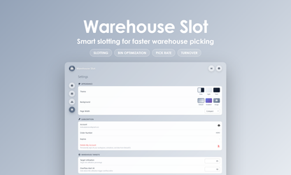 Warehouse Slot - Settings