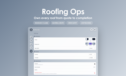 Roofing Ops - Settings