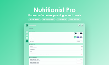 Nutritionist Pro - Settings