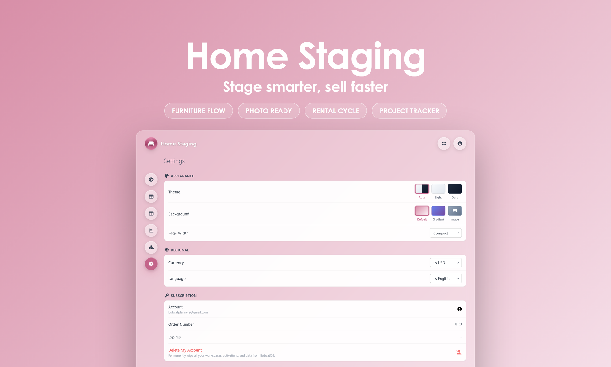 Home Staging - Settings