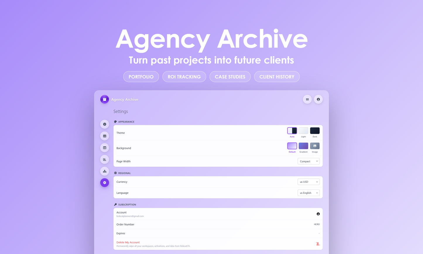 Agency Archive - Settings