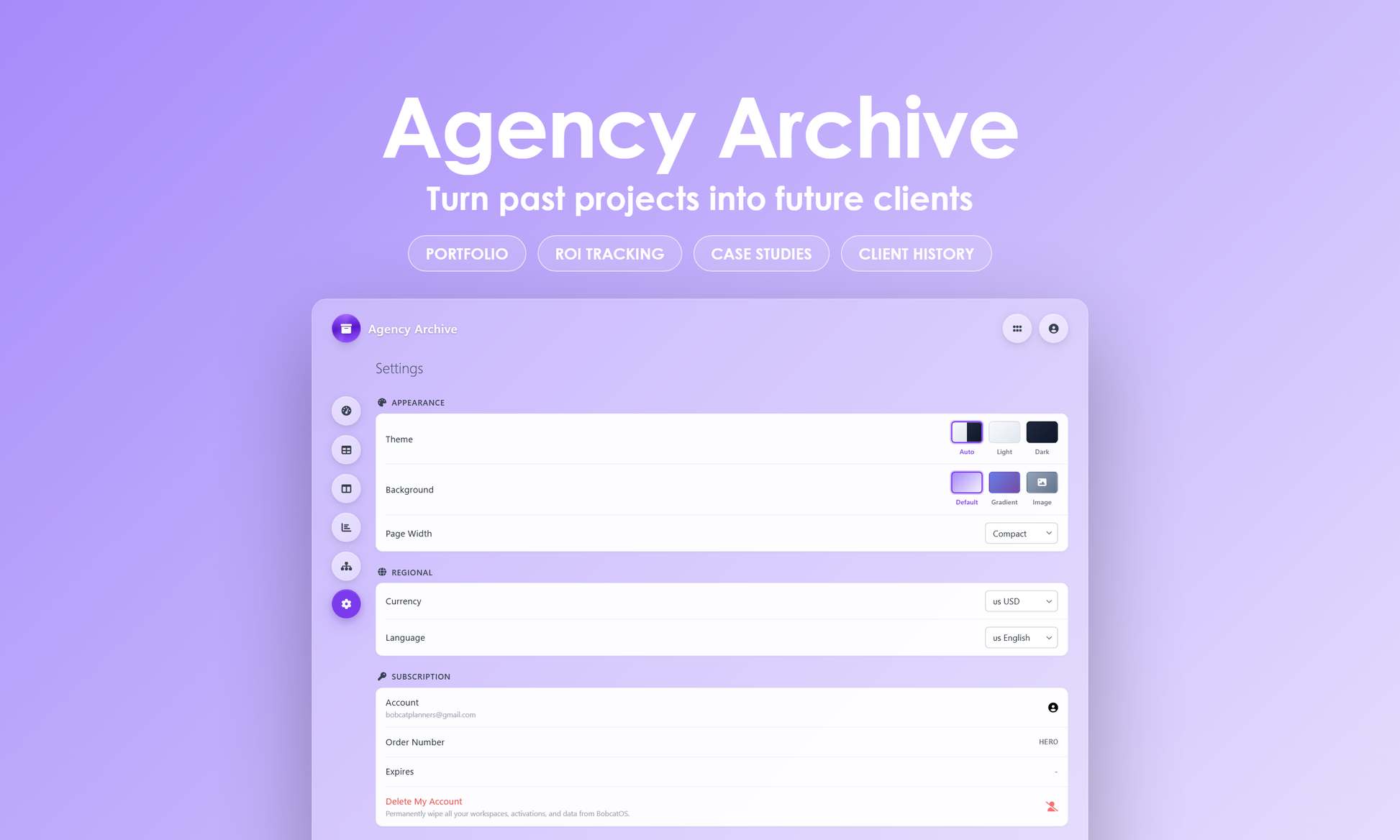 Agency Archive - Settings