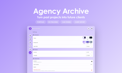 Agency Archive - Settings