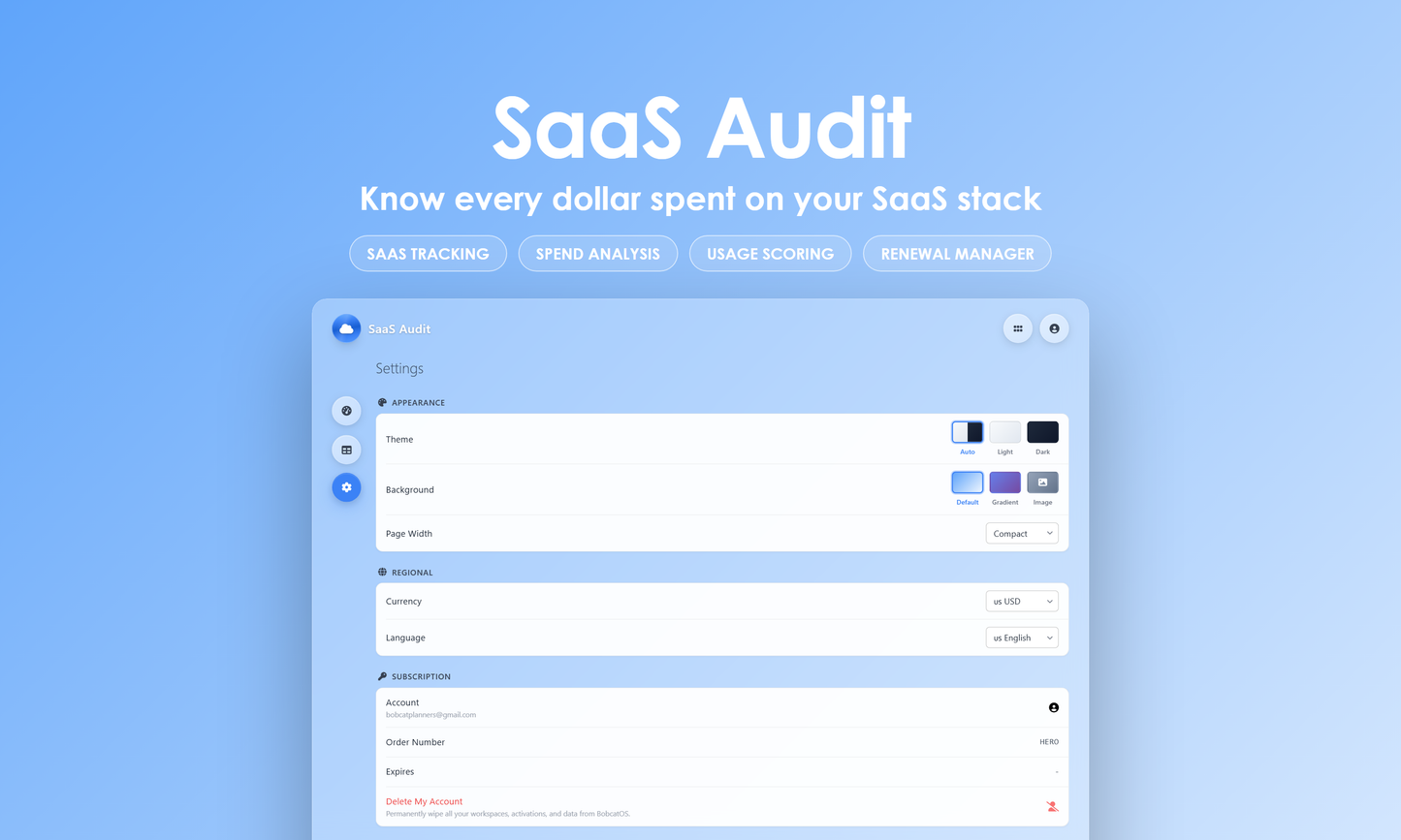 SaaS Audit - Settings