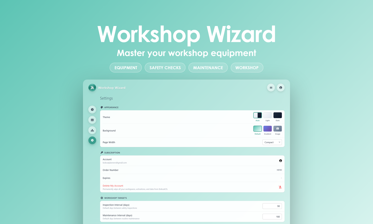 Workshop Wizard - Settings
