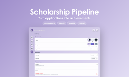 Scholarship Pipeline - Settings