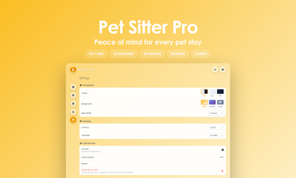 Pet Sitter Pro - Settings