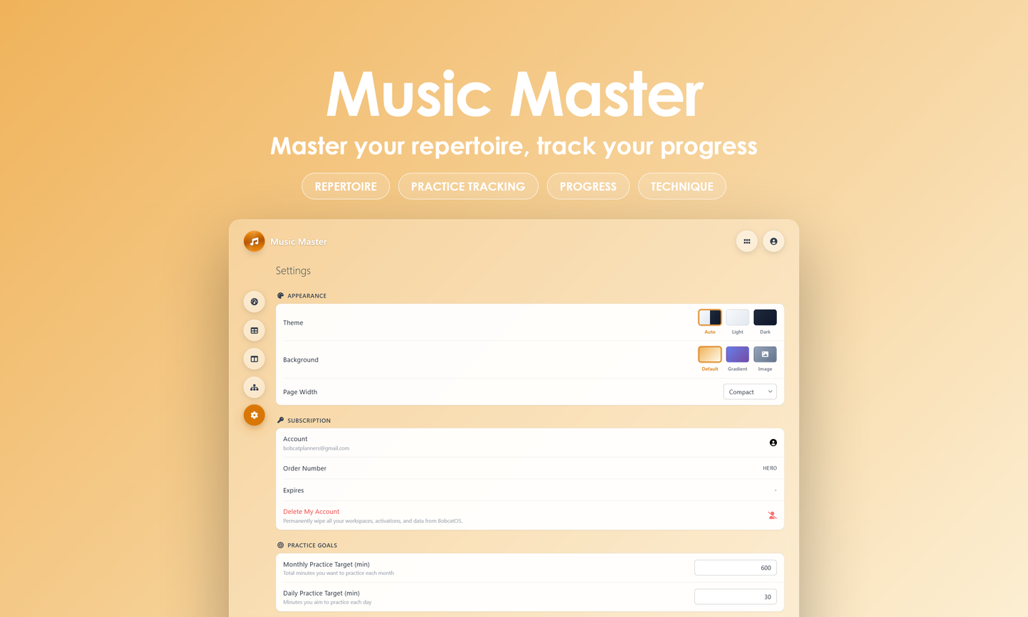 Music Master - Settings