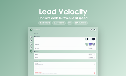 Lead Velocity - Settings