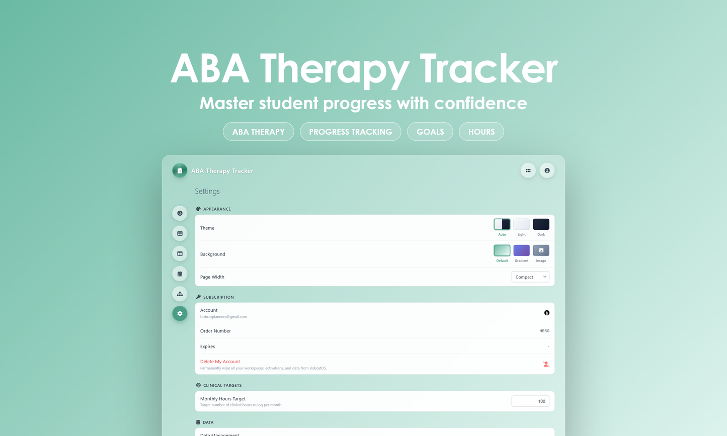 ABA Therapy Tracker - Settings