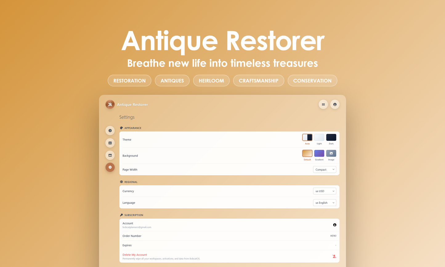 Antique Restorer - Settings