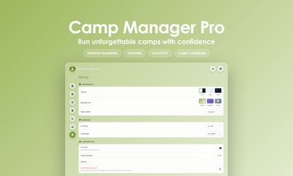 Camp Manager Pro - Settings
