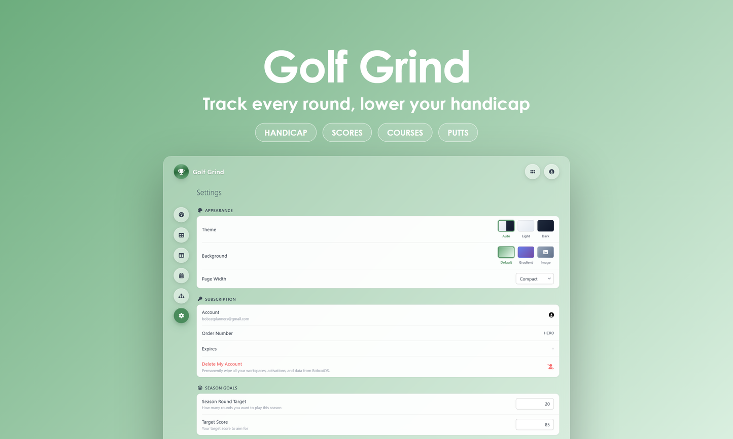 Golf Grind - Settings