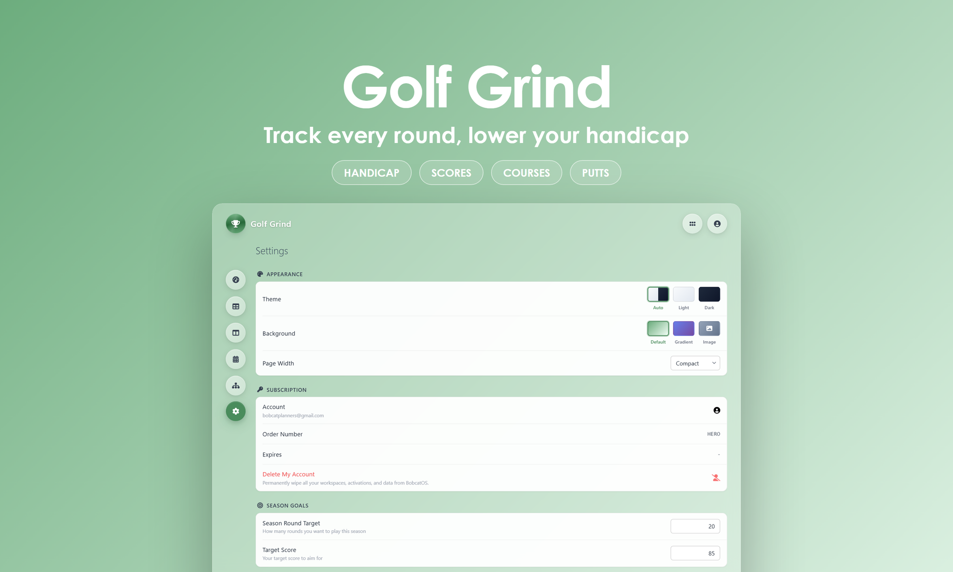 Golf Grind - Settings