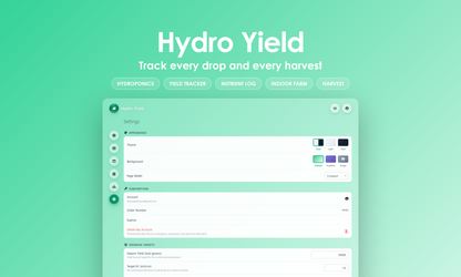 Hydro Yield - Settings