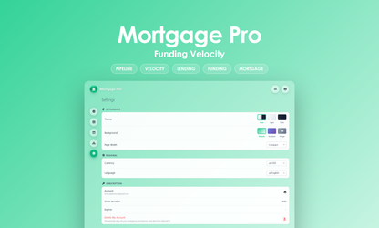 Mortgage Pro - Settings