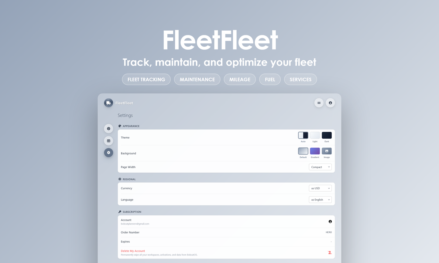 FleetFleet - settings