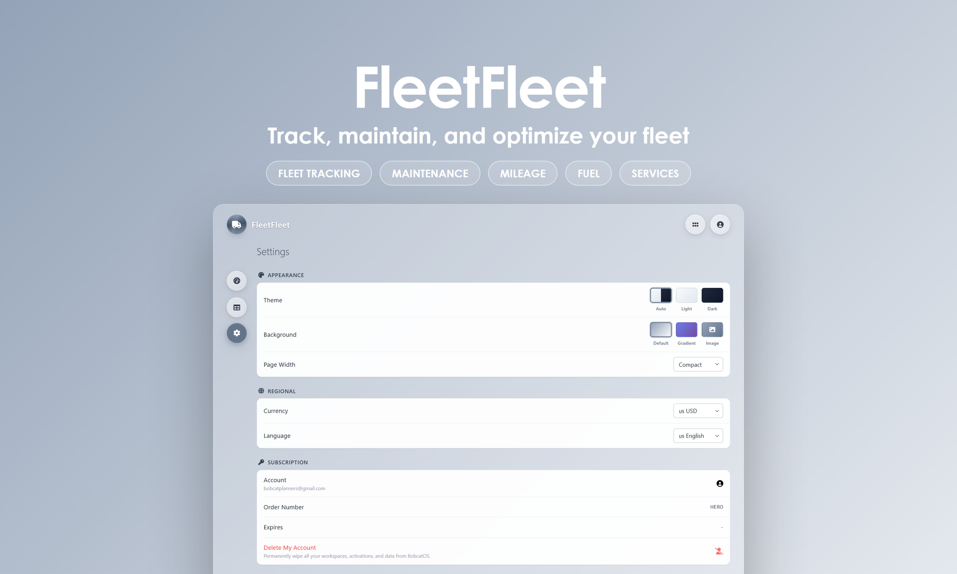 FleetFleet - settings