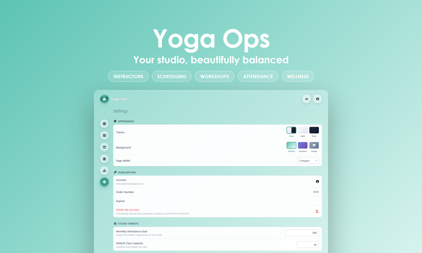 Yoga Ops - Settings