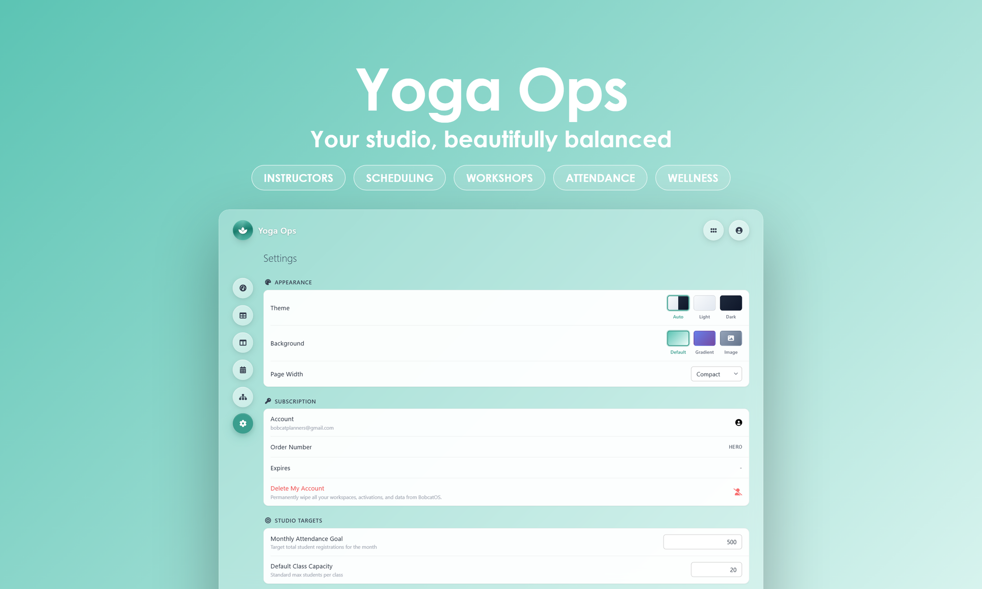 Yoga Ops - Settings