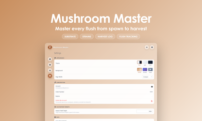 Mushroom Master - Settings
