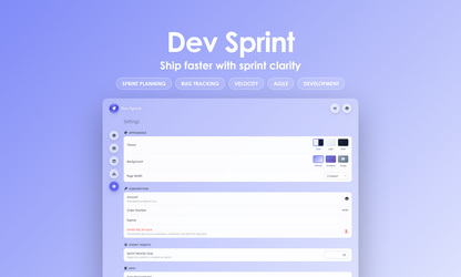 Dev Sprint - settings