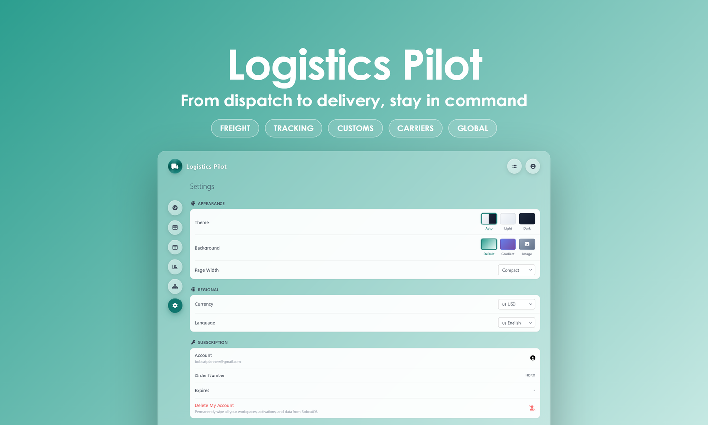 Logistics Pilot - Settings