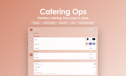 Catering Ops - Settings