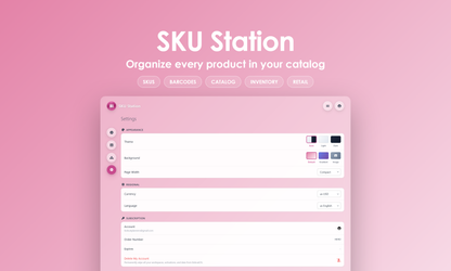 SKU Station - Settings
