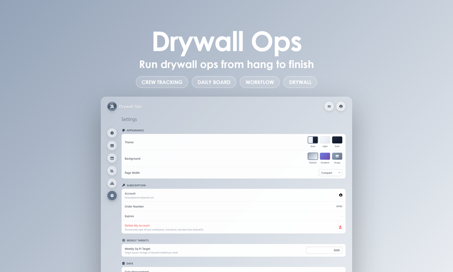 Drywall Ops - Settings