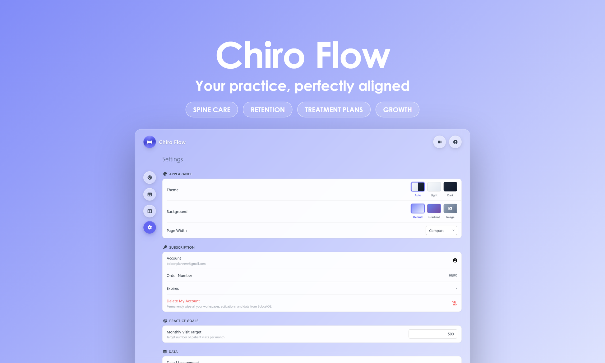 Chiro Flow - Settings