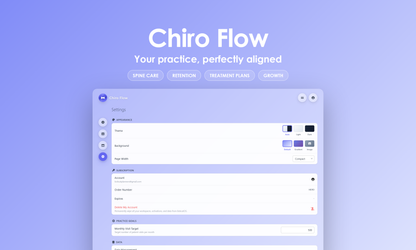 Chiro Flow - Settings