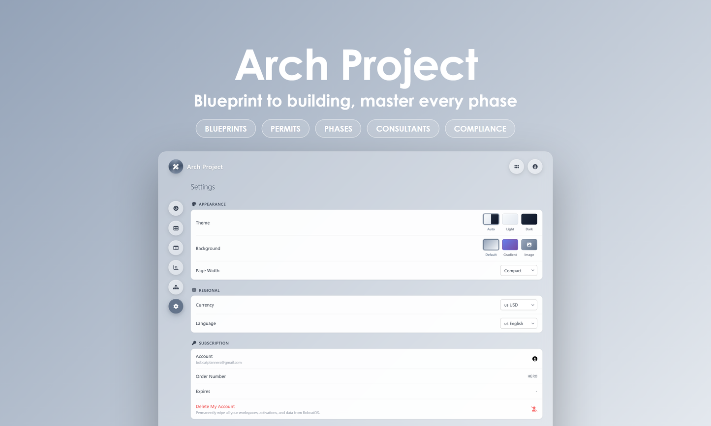 Arch Project - Settings