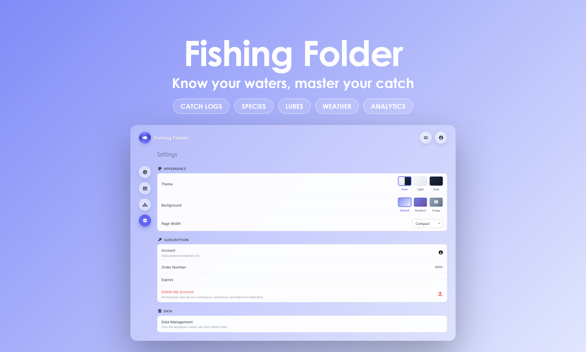 Fishing Folder - Settings