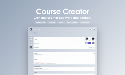 Course Creator - settings